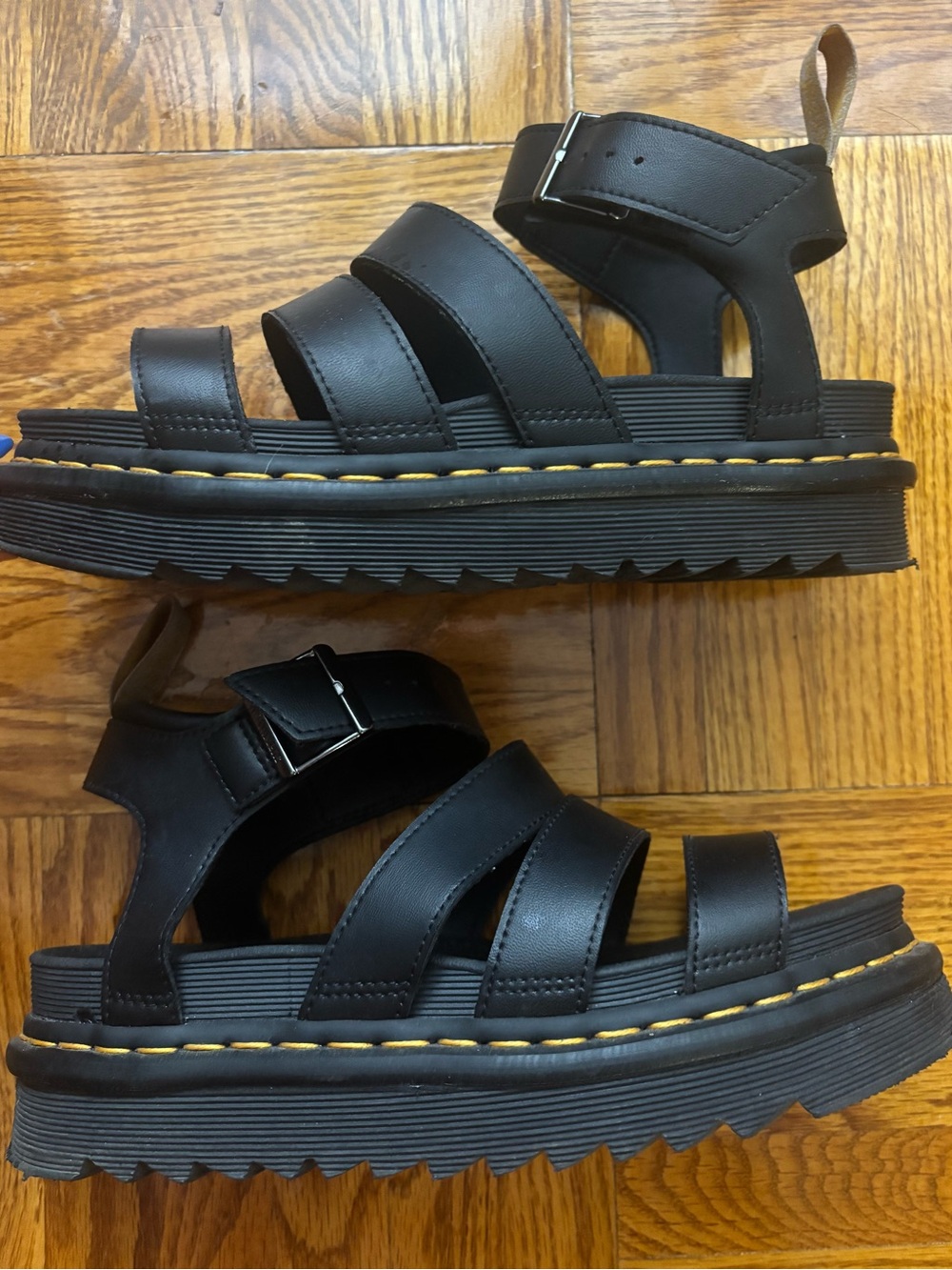 Dr. Martens Blaire Black Leather Strappy Platform Sandals | Size 8